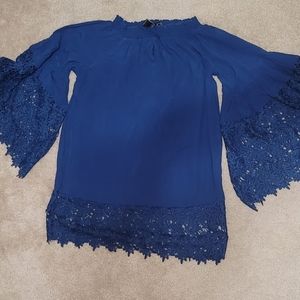 NEW Without Tags Navy Top with Crochet Detail